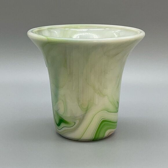 1940s Akro Agate Slag Glass Vase Pot Art Deco - Picture 4 of 16